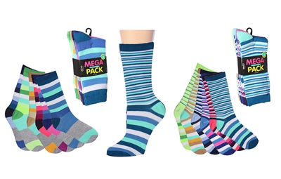 Wholesale Women's 6 Pairs per Pack Solid Crew Socks (10 Packs)